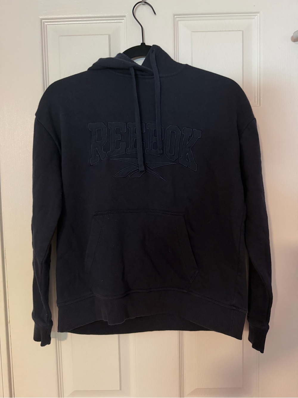 NWOT Reebok Navy Blue Pullover Hoodie with Embroidered Logo